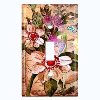 Bouquet de fleurs carte postale 1 interrupteur à bascule mural