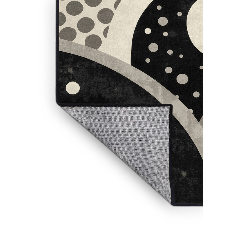 Machine Washable Pavla Casual Moroccan Rug in Beige – Black Binding, 7' Square