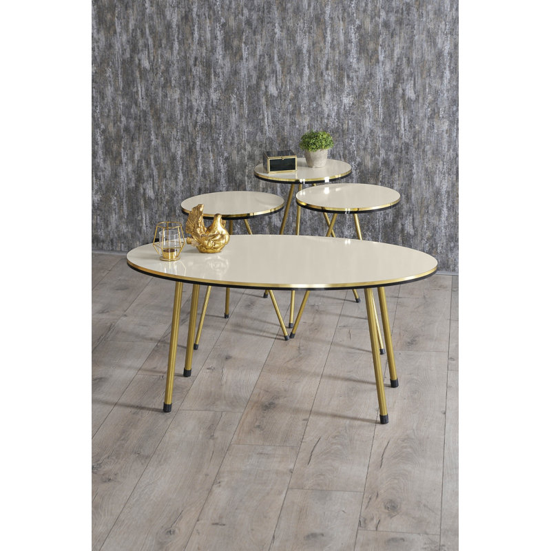 Alaric Living Room Table Set, Cream White