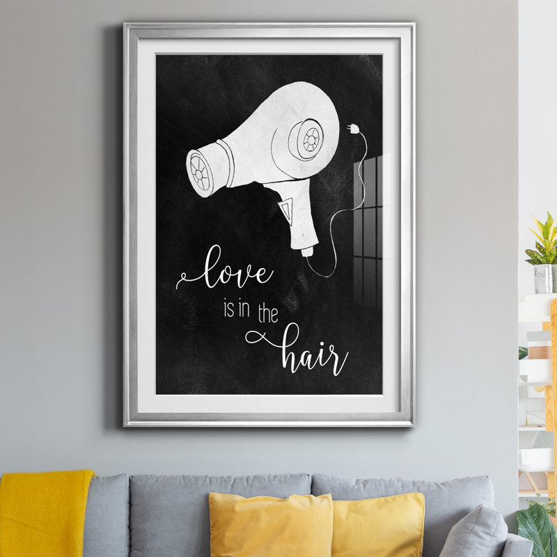 «Love the cheveux» - Reproduction d'art textuel sur papier encadré, Papier argenté, H 18,5 po x l 24,5 po x P 1,5 po