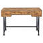Table antique rustique couleur muscade et noir, bureau rectangulaire à 3 tiroirs pour bureau à domicile, rangement intégré.