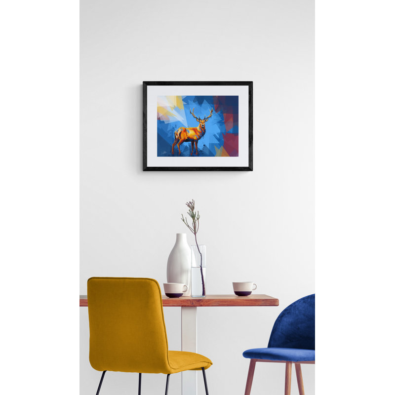 Deer in the Wilderness Framed Graphic Art, 16" H x 20" W, Black Framed Paper
