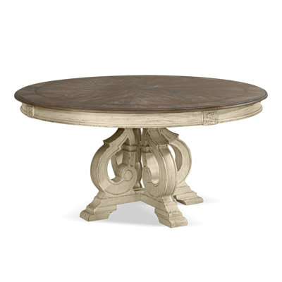 Marblewood 60'' Round Dining Table with Carved Pedestal Base