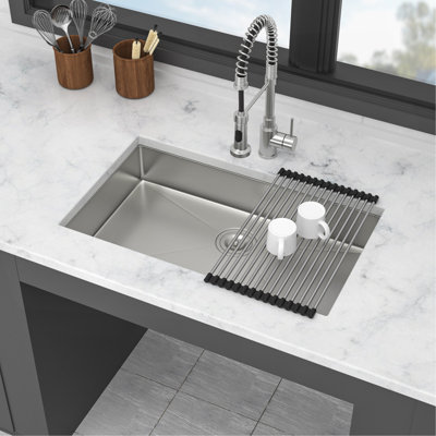 ADA-COMPLIANT Kitchen Sink, 27 Inch Undermount Sink 5.5-Inch Low Depth ADA Compliant Single Bowl 16 Gauge Stainless Steel 27 X 18 X 5.5 Inch Handmade Sinks Basin