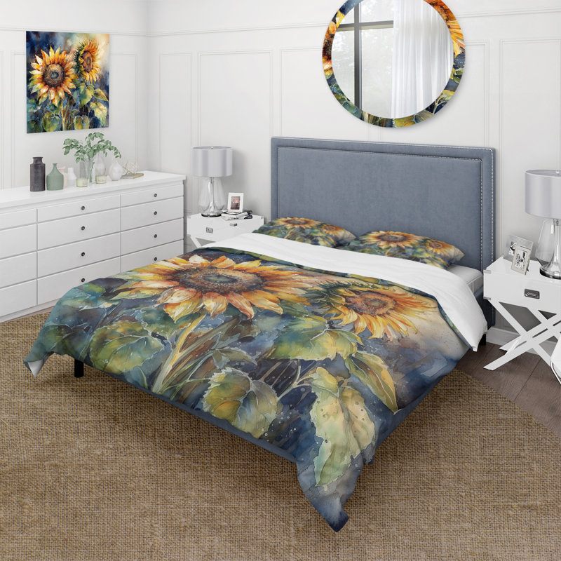 Ensemble de housse de couette en microfibre / polyester Yellow Sunflower Symphony II Bedding