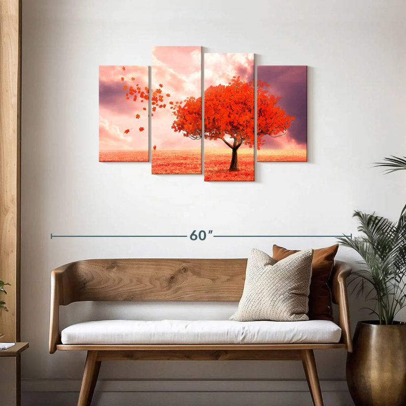 Harnek, paysage d'automne rouge, H 27 po x l 43 po