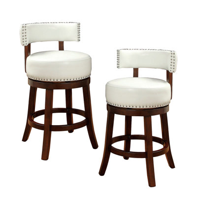 Ensemble de 2 tabourets de bar en similicuir et bois Faustine