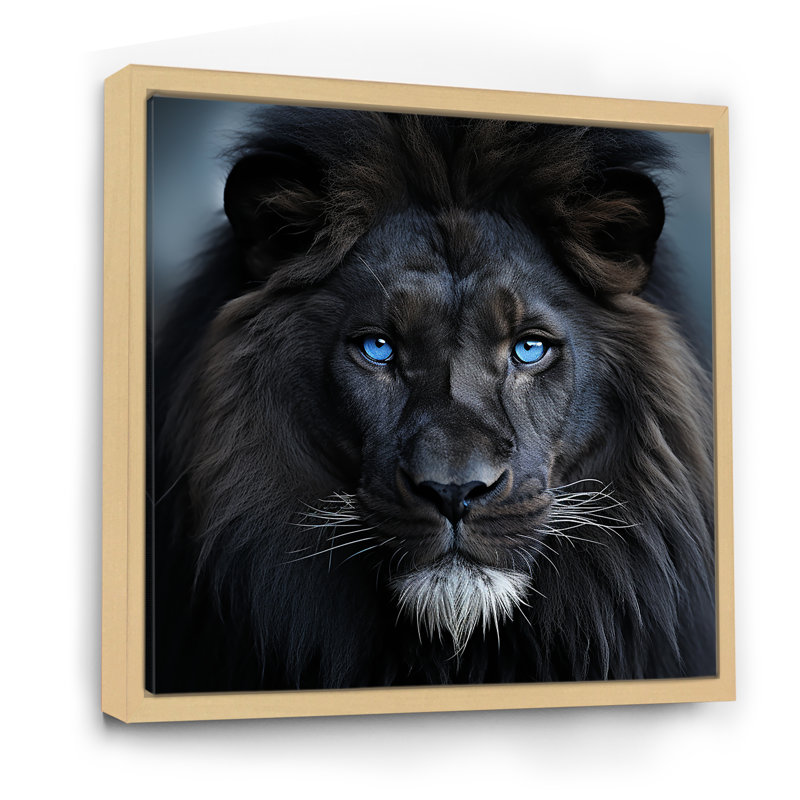 Décoration murale lion de minuit, H 36 po x l 36 po x P 1,5 po, Cadre flottant brun