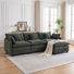 Canapé d'angle modulaire en chenille de 108 pouces avec pouf, canapé en L à assise profonde avec poches latérales et 5 coussins