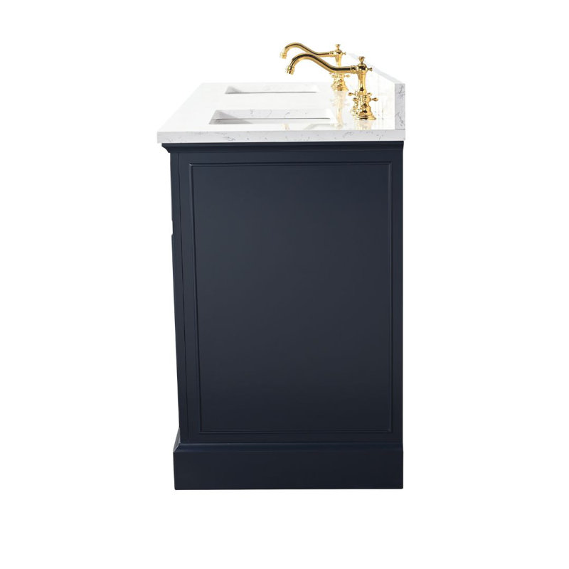Thompson 72" W Double Bathroom Vanity, Indigo Blue/Brushed Gold
