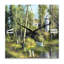 La rivière Wood sur un déclin près du château - horloge murale Lake House-537890381