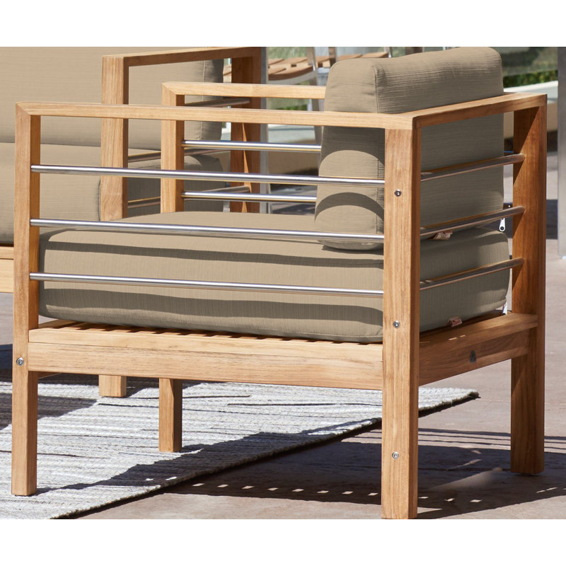 Soho Patio Chair with Sunbrella Cushions, Natural Sanded, Fawn