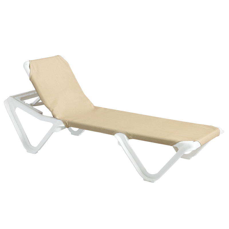 Grosfillex Nautical 78" Long Reclining Chaise, Khaki