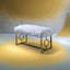 Banc Bagley II en fausse fourrure blanche et finition dorée