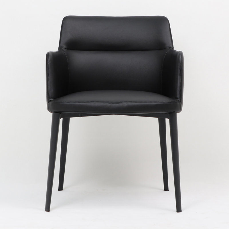 Jahnke Earle Leatherette Dining Arm Chair, Black