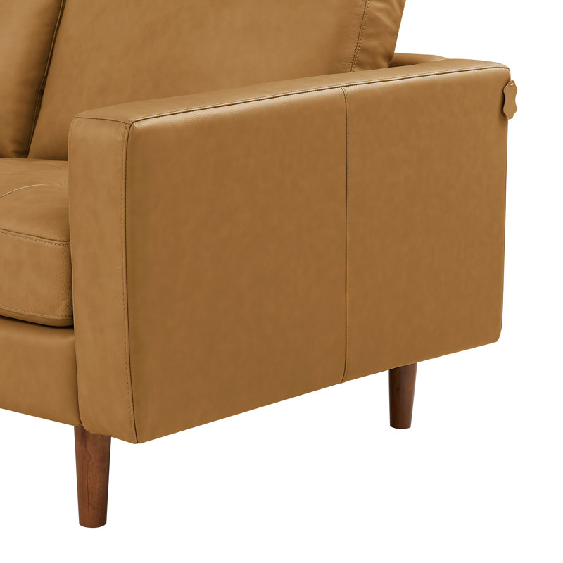 Mentzer Upholstered U-Shaped Sectional Left Hand Facing, Ginger Leather Match