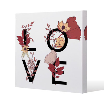 Love Typography Slim Style Canvas Print, 15mm Slim Real wood.