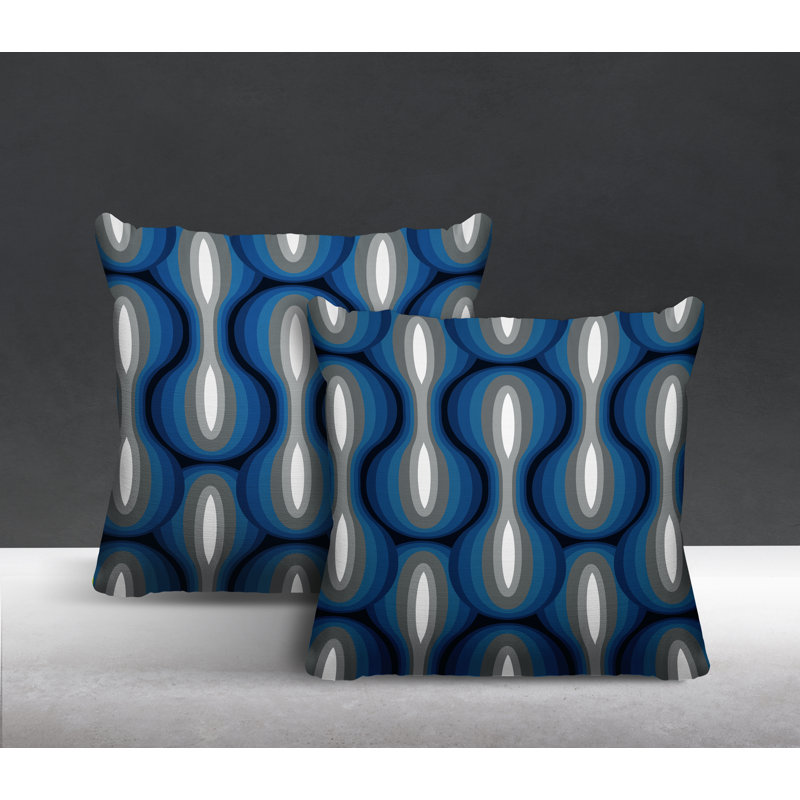 Coussin décoratif intérieur / extérieur Ikat, L 19 po x H 19 po, Gris