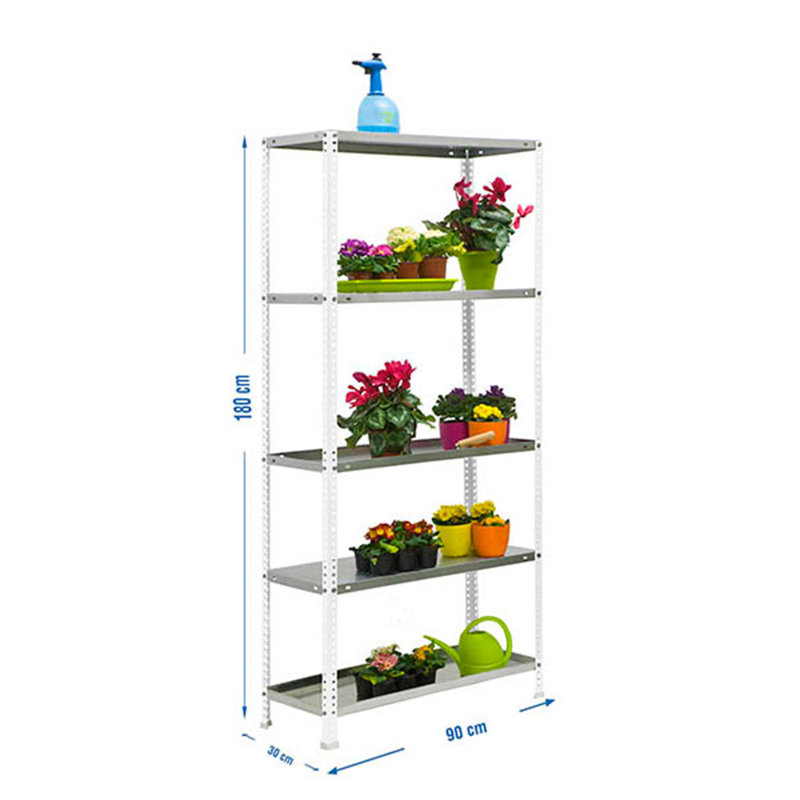 Upper Vobster 90 cm W Steel Adjustable Height Shelving Unit, 180cm H x 90cm W x 30cm D, White/Grey