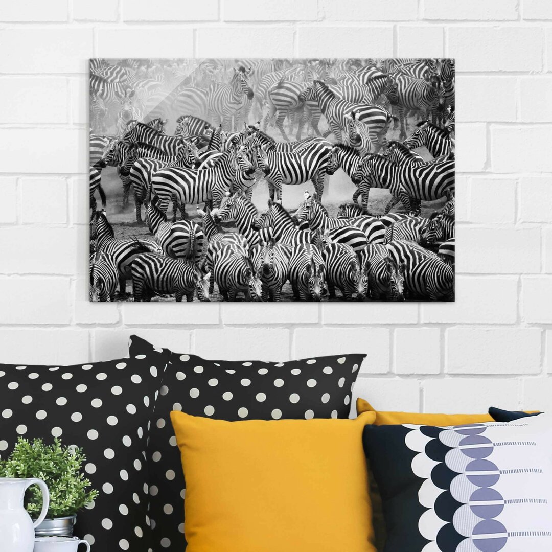 Glasbild Zebra Herd II