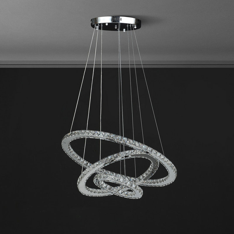 Lustre à télécommande moderne en cristal inoxydable