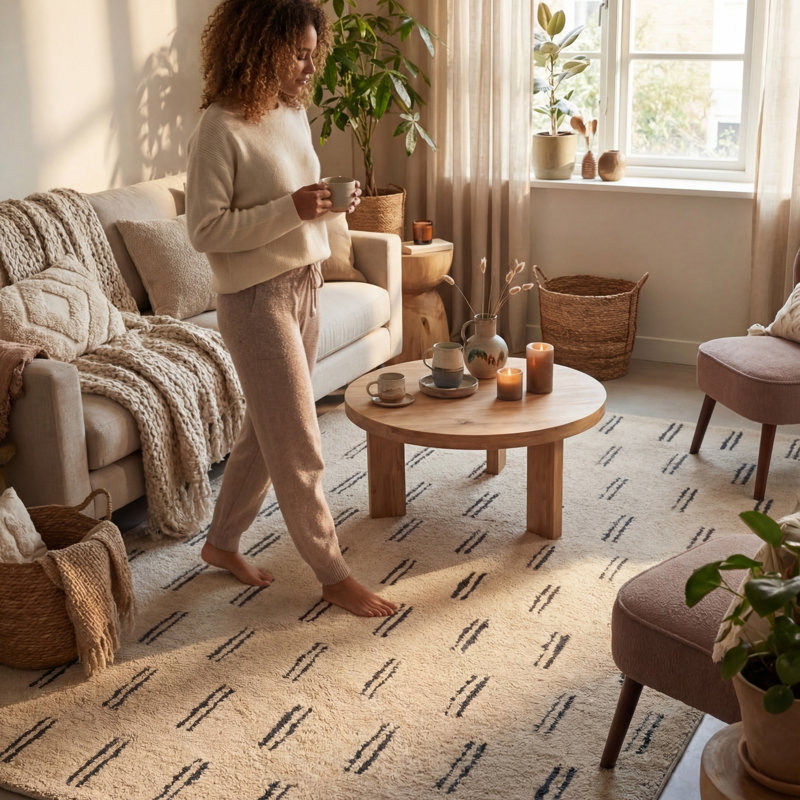 Vina Handmade Washable Wool Rug, Rectangle 5' x 8'