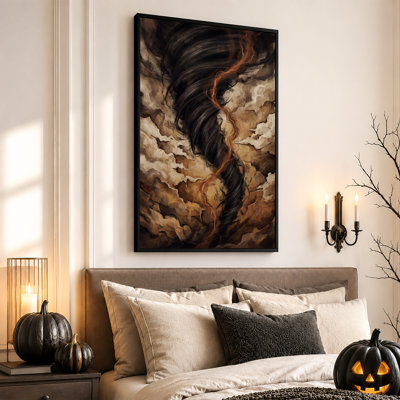 Toile murale représentant un tourbillon sombre de tornade avec une touche d'orange pour l'Halloween