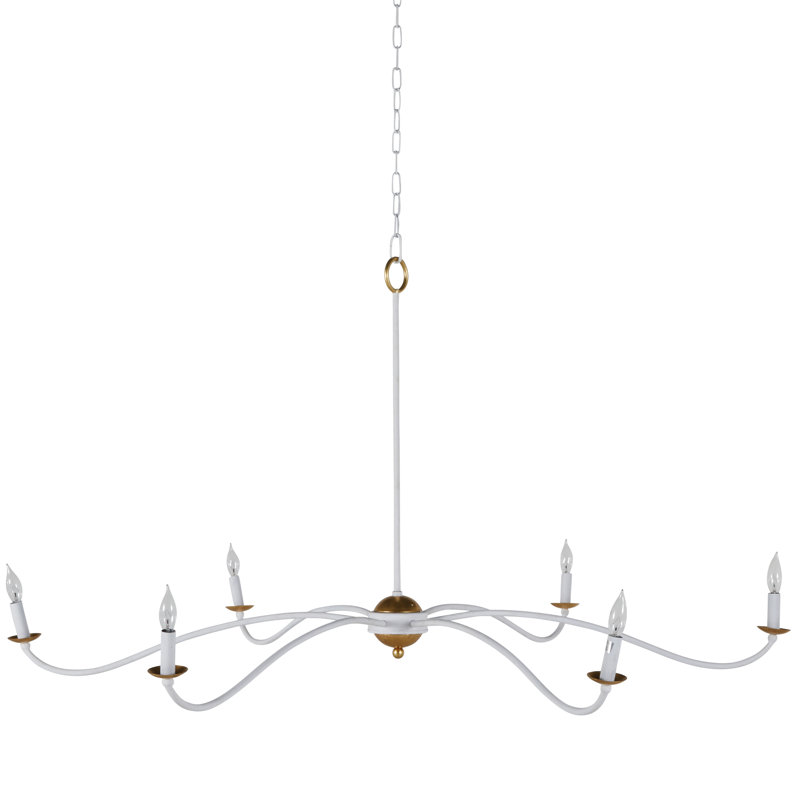 Irvine 6 - Light Candle Style Classic Chandelier, Plaster White/Vintage Gold