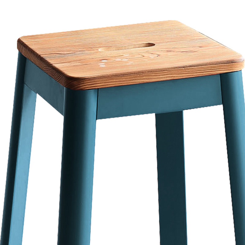 Tabouret de bar naturel et bleu sarcelle avec poignée, Sarcelle