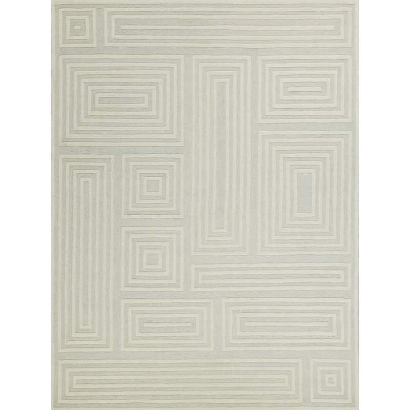 Teton Handmade New Zealand Wool Silver/Ivory Area Rug, Rectangle 4' x 6'