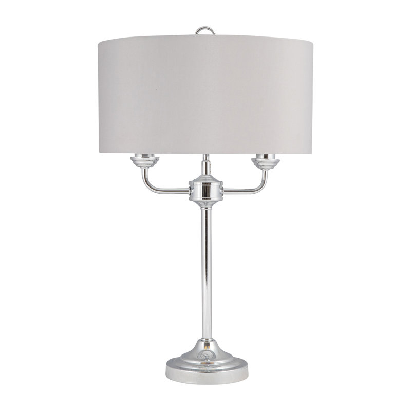 Dukes Metal Buffet Lamp, Grey, Polished Chrome