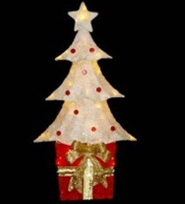 Décoration de Noël 32 po avec décoration d'arbre de Noël en sisal rouge scintillant et crème