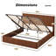 Structure de lit très grand avec rangement relevable, lignes courbes en bois ondulé, rangement hydraulique