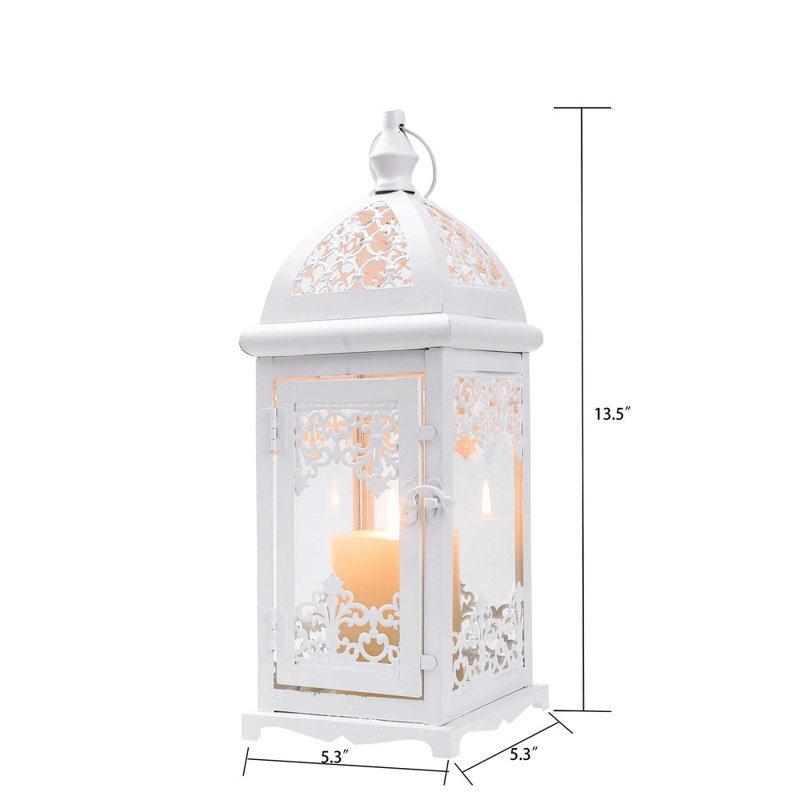 15" Gothic Decorative Candle Lantern (White)