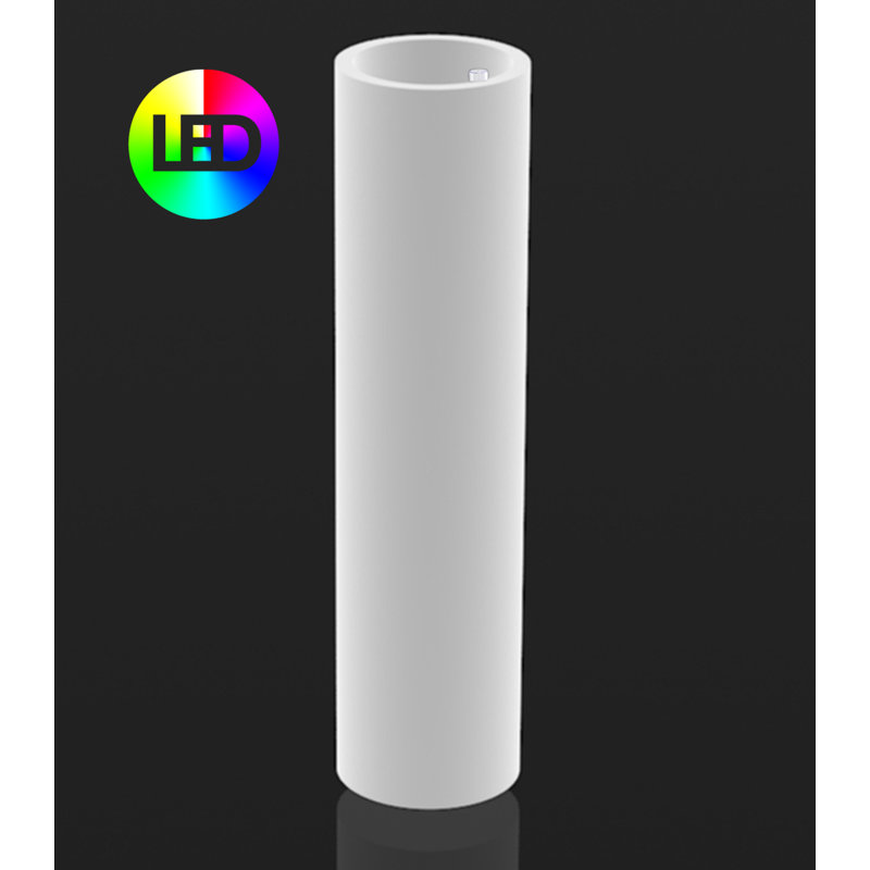Cilindro - Resin Tower Pot Planter - LED RGBW/Cable - Ice, 31.5" H x 7.75" W x 7.75" D