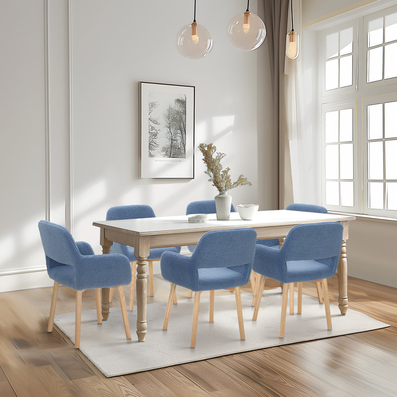 Ensemble de 6 chaises de salle à manger Teddy, Bleu