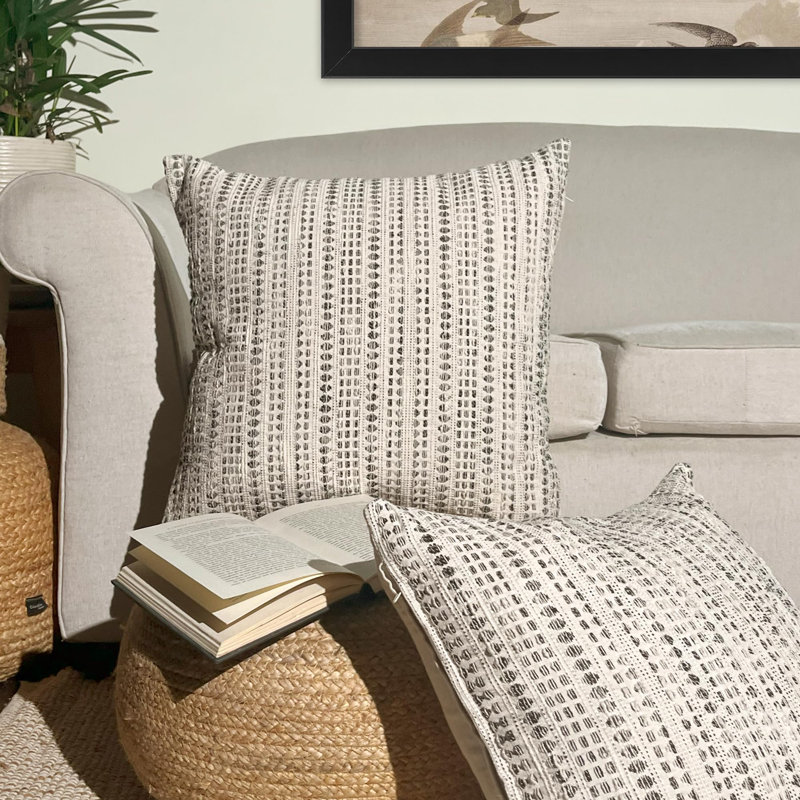 Striped Cotton Blend Pillow Cover, 20" H x 20" W