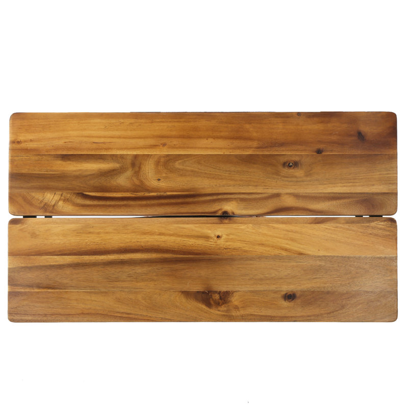 Table basse industrielle pour l'extérieur - Bois avec plateau à effet rétro, structure en métal noir, surface patinée