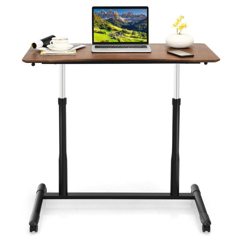 Lagho Adjustable Height Iron Standing Desk, Black, Coffee