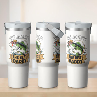 Gobelet 30 oz avec couvercle et poignée Gobelets isothermes en acier inoxydable Bouteille d'eau mignonne avec rabat (pêche)