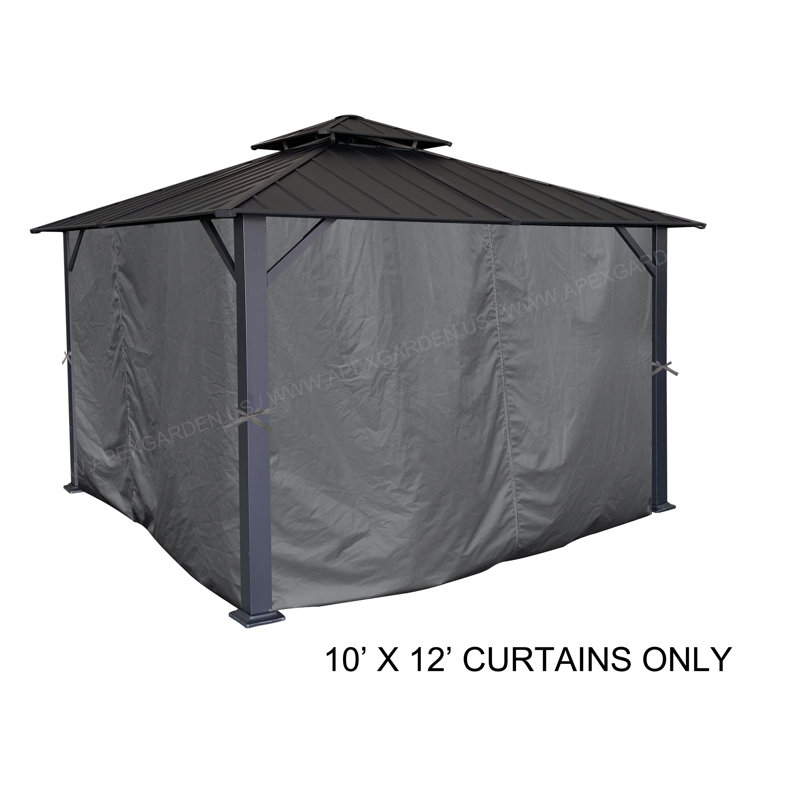Gray Polyester Privacy Curtain Set for 10' x 10' Gazebo