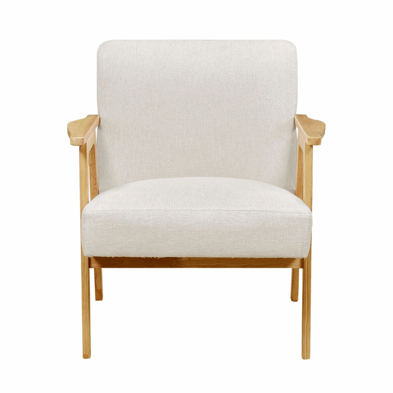 Fauteuil d'appoint, fauteuil rembourré avec siège à coussin, fauteuil d'appoint simple pour la maison, Tissu beige
