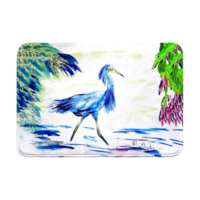 Tapis de bain aigrette bleu