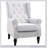 Button-Tufted Accent Chair with High Wingback, Rounded Cushioned Armrests and Thick Padded Seat, Cream White