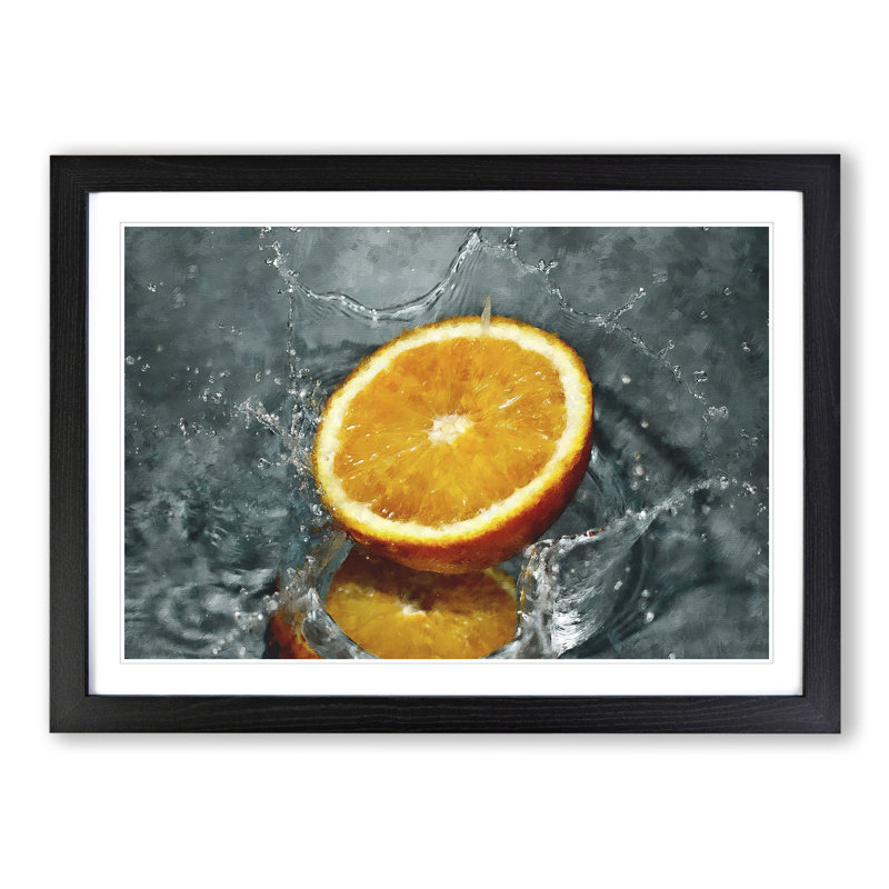 Sliced Orange Fruit - Picture Frame Graphic Art, 27cm H x 36cm W x 2cm D, Black Framed