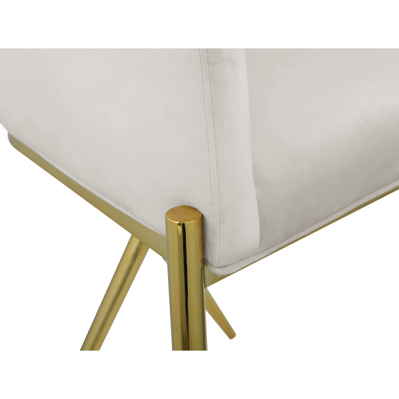 Tabouret de comptoir 26,5 po Xavier, Velours crème, Doré