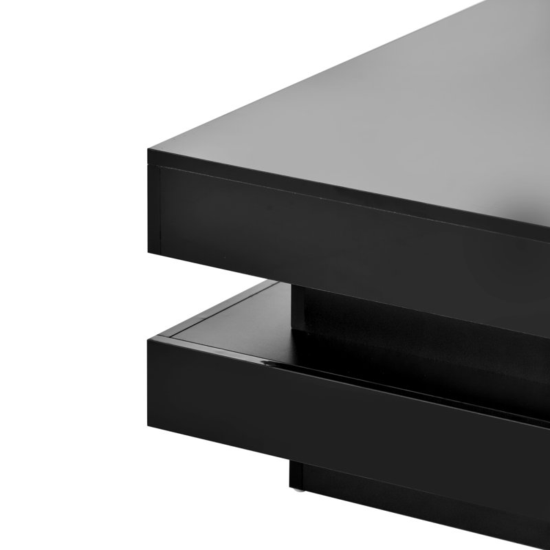 Table basse carrée à 2 niveaux avec lumières DEL, Noir