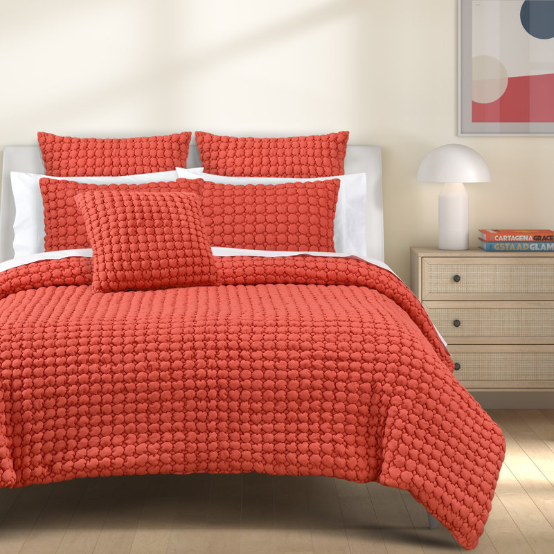 Ensemble de courtepointe Marshmallow Puff, Courtepointe double et 2 taies décoratives standa, Melon
