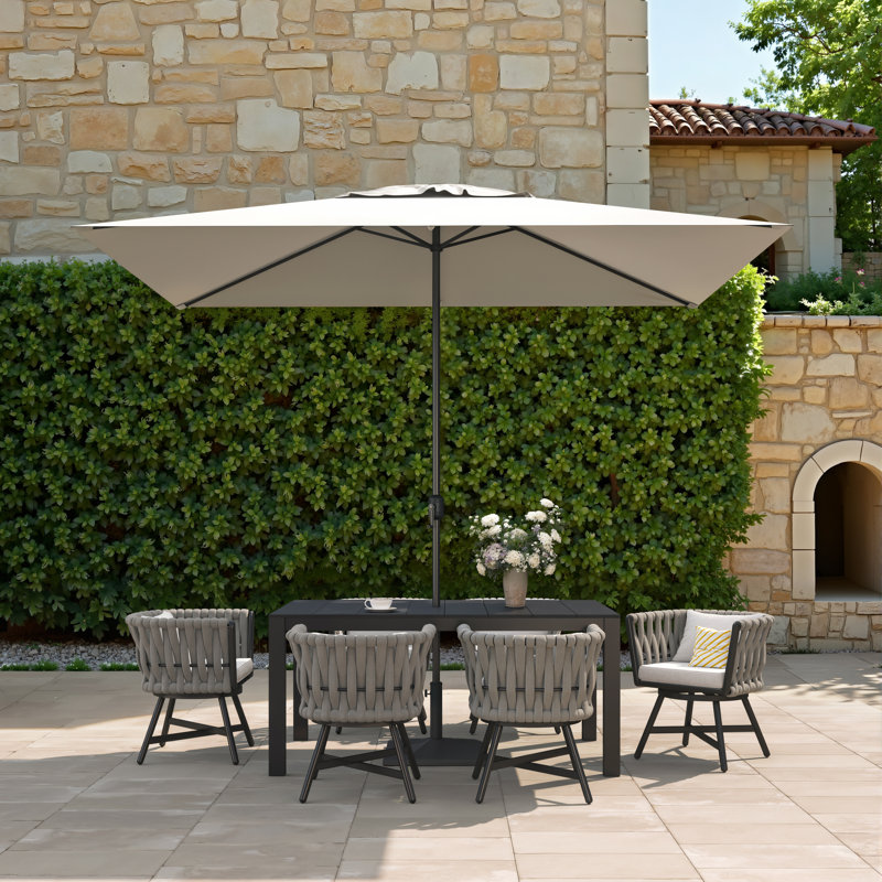 6.5X10ft Patio Crank Market rectangular Umbrella