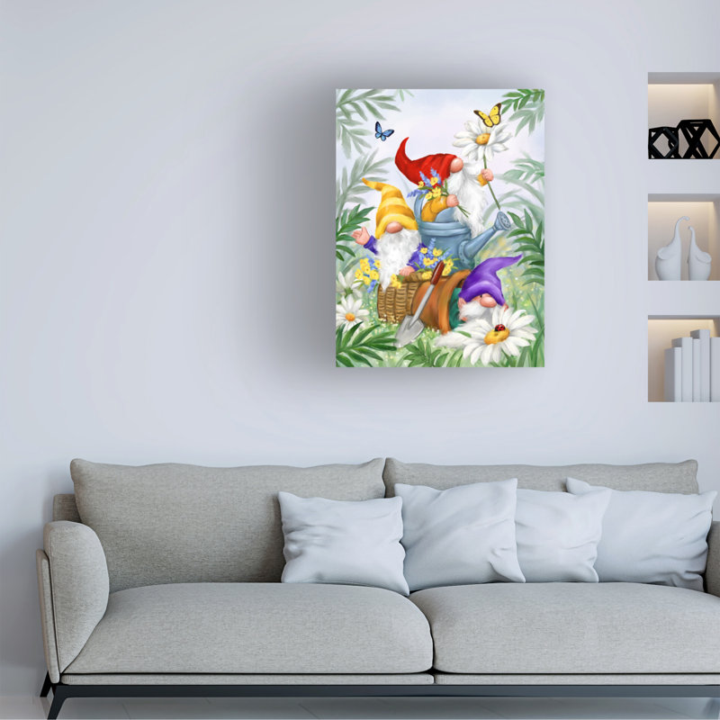Art sur toile MAKiko Gnomes In Garden, H 14 po x l 19 po